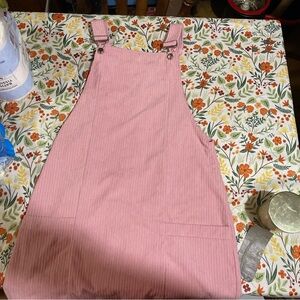 Pink Striped Pinafore Dress